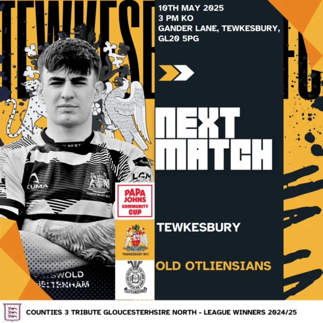 🟡⚫️ SEMI-FINAL SHOWDOWN! 🟡⚫️

This is it—the road to glory continues! Tewkesbury faces @oldotliensiansrufc in the Papa John's Cup semi-final this Saturday at 3 p.m., and we need YOU behind us! 

The stakes are high. The competition is fierce. One more game before the final at Twickenham!
 
Be there. Be loud. Be part of the journey!

#driveontown #PapaJohnsCup @grfurugby